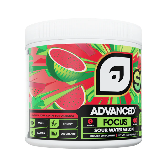 Dietary supplement container with watermelon design on a white background