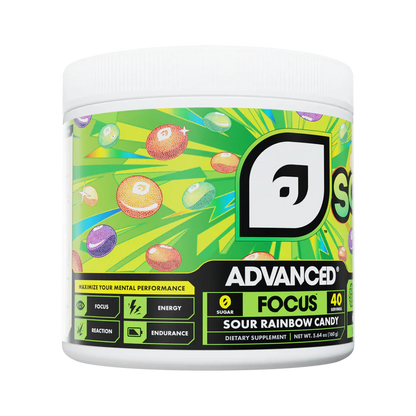Dietary supplement container with colorful label on a white background
