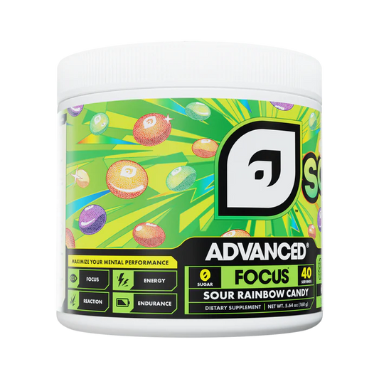 Dietary supplement container with colorful label on a white background