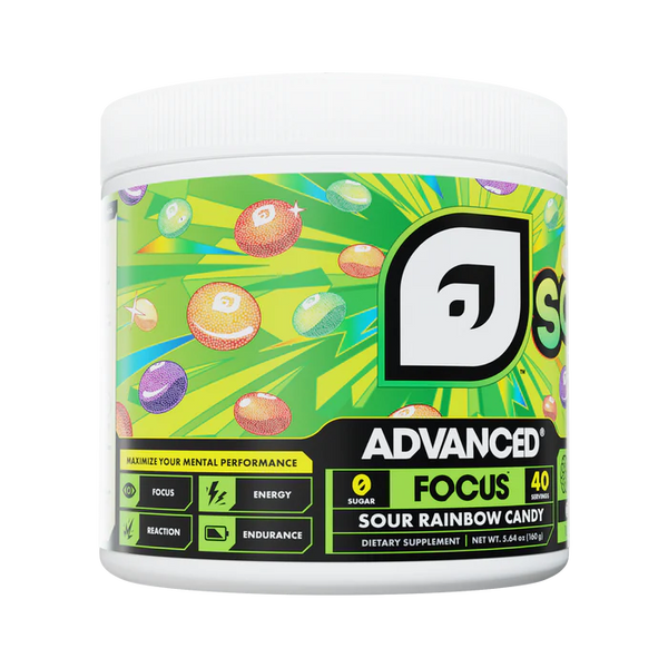 Dietary supplement container with colorful label on a white background